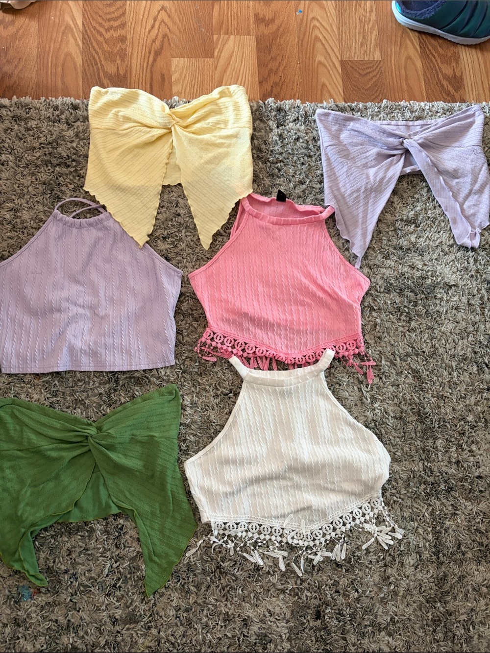 Assorted Ribbed Cropped Halter & Tie Tops - Pastel Summer Colors